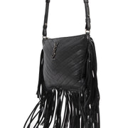 Saint Laurent Black Chevron Fringe Crossbody Bag