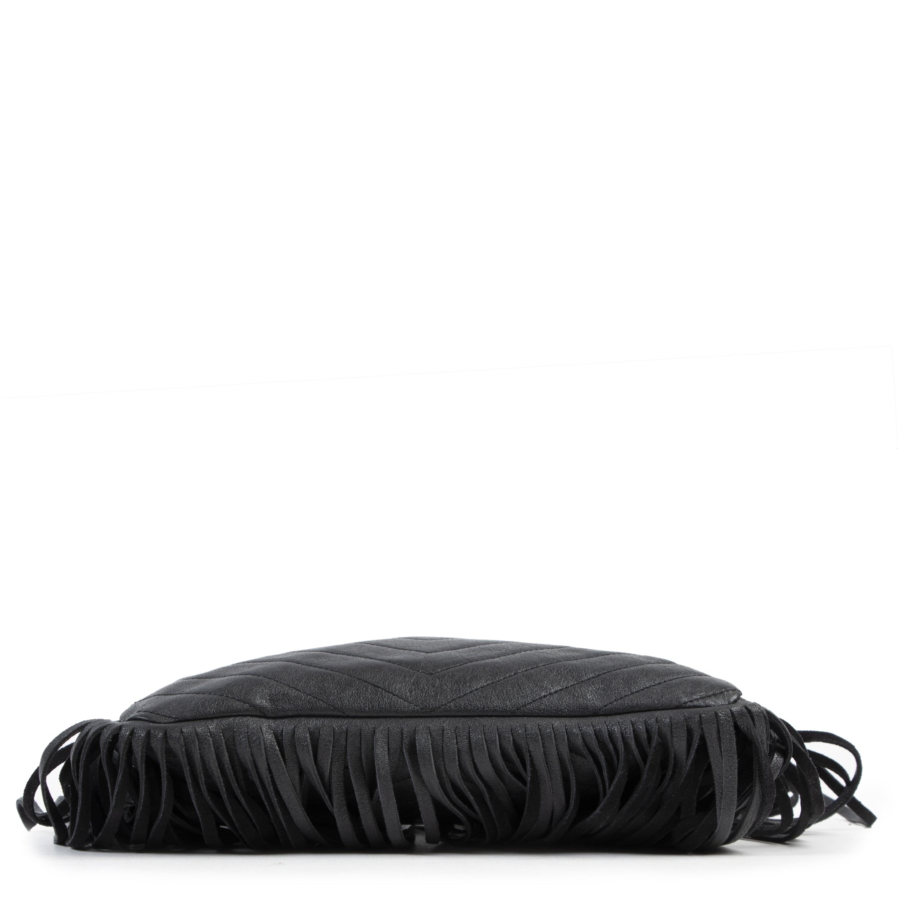 Saint Laurent Black Chevron Fringe Crossbody Bag