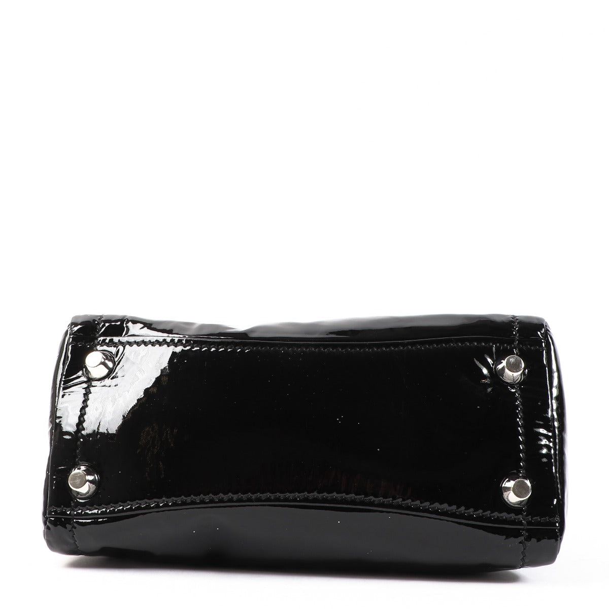 Sac à main Miu Miu en cuir verni noir avec fermoir tourniquet, petite taille