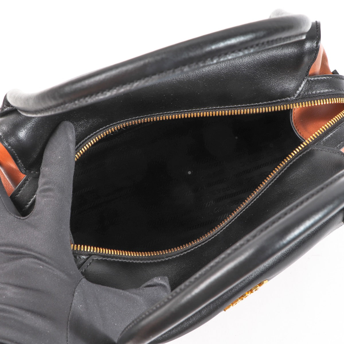 Prada Cognac/Zwart City Calf Bowlingtas