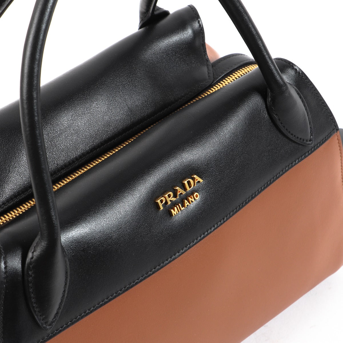 Prada Cognac/Zwart City Calf Bowlingtas