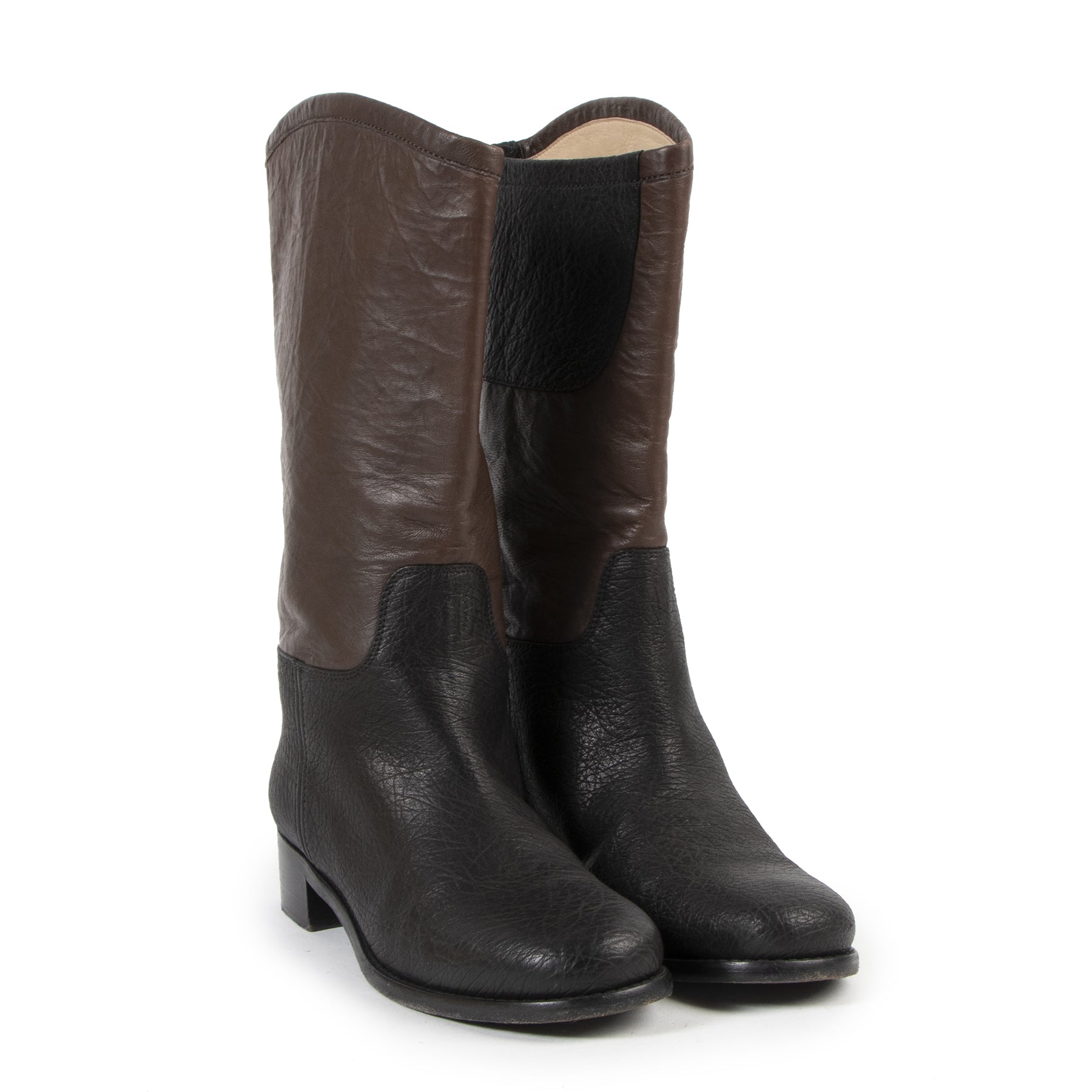 Chanel Two-Tone Black & Brown Boots