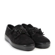 Prada Black Suede Bow Slip-on Loafers - size 39