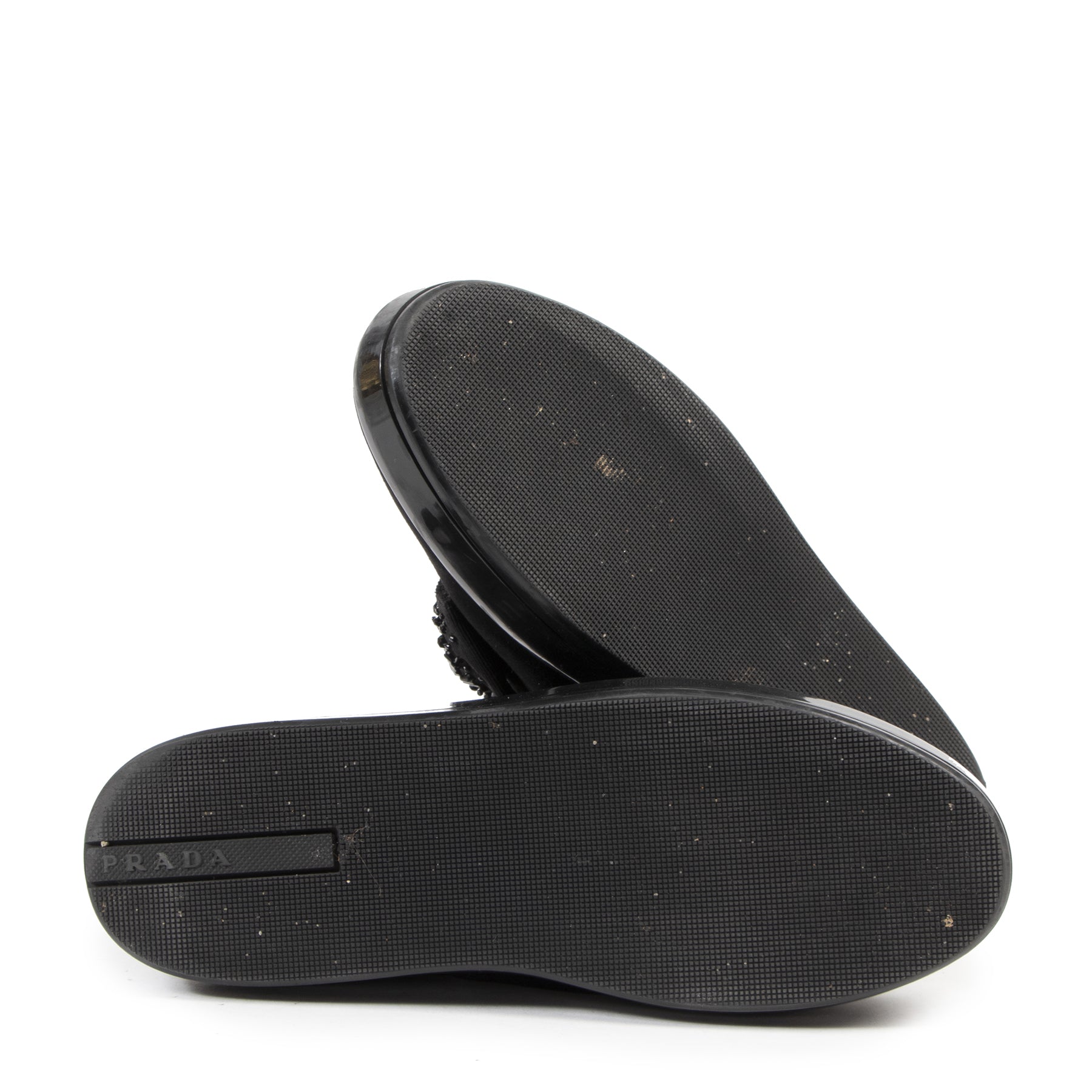 Prada Black Suede Bow Slip-on Loafers - size 39