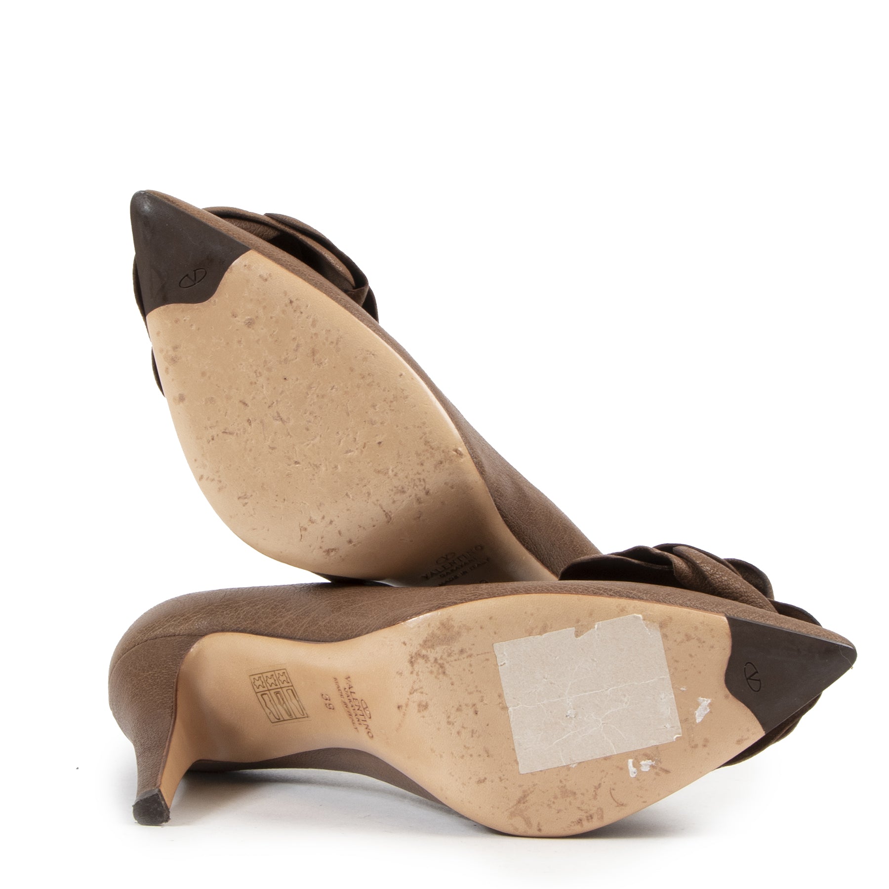 Valentino Brown Leather Flower Pumps kopen en verkopen aan de beste prijs