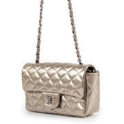 shop safe online Chanel Gold Patent Classic New Mini Flap Bag online for the best price