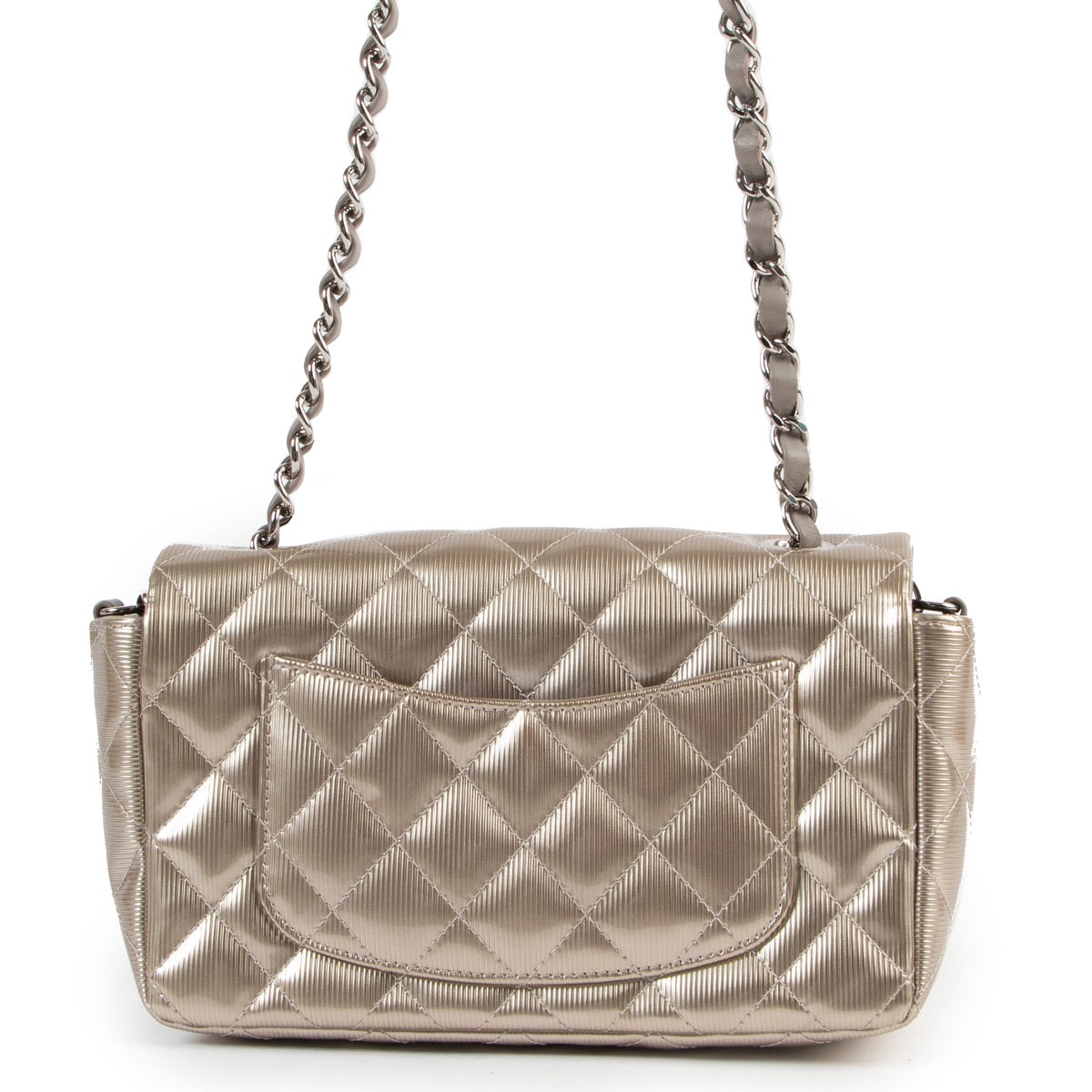 shop safe online Chanel Gold Patent Classic New Mini Flap Bag online for the best price
