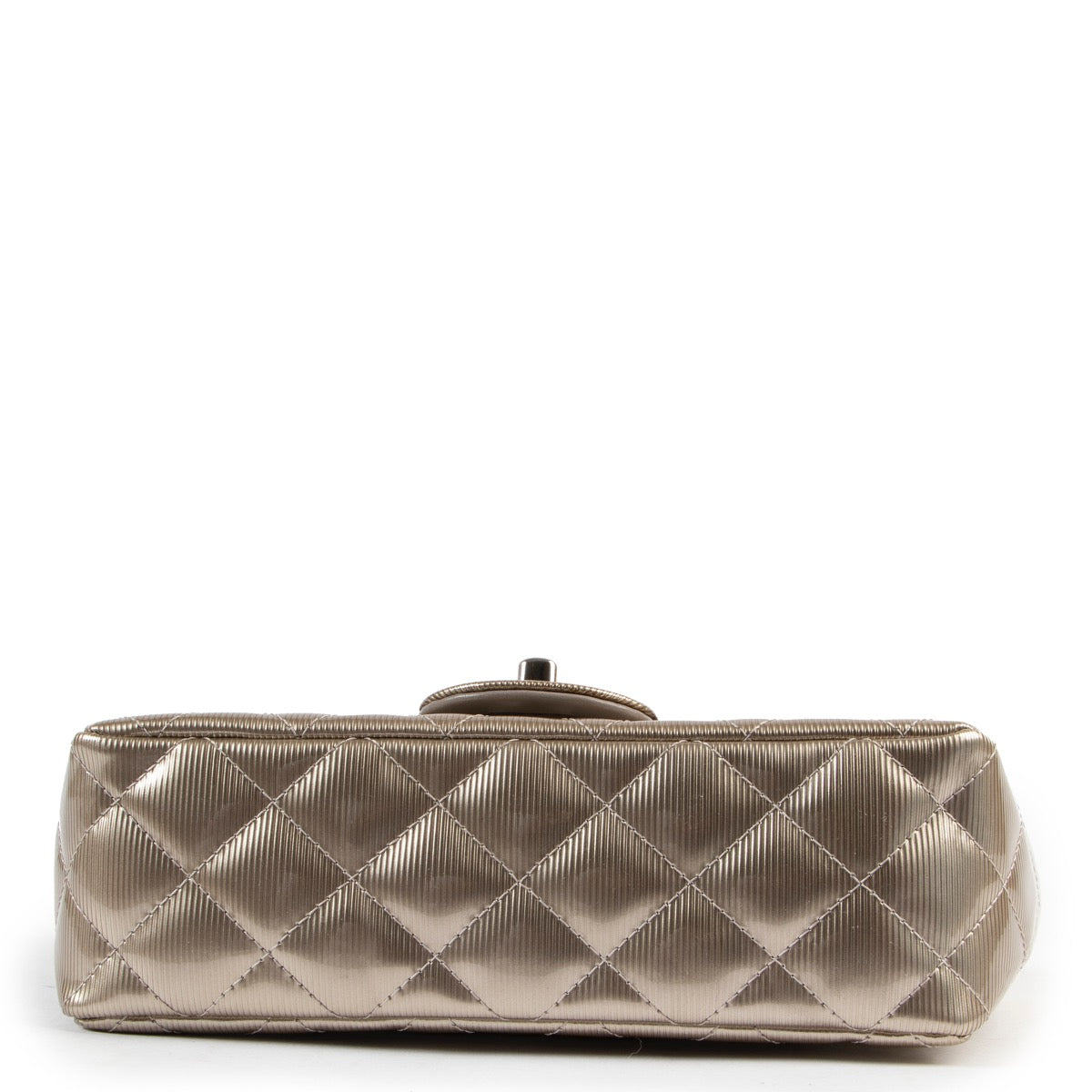shop safe online Chanel Gold Patent Classic New Mini Flap Bag online for the best price