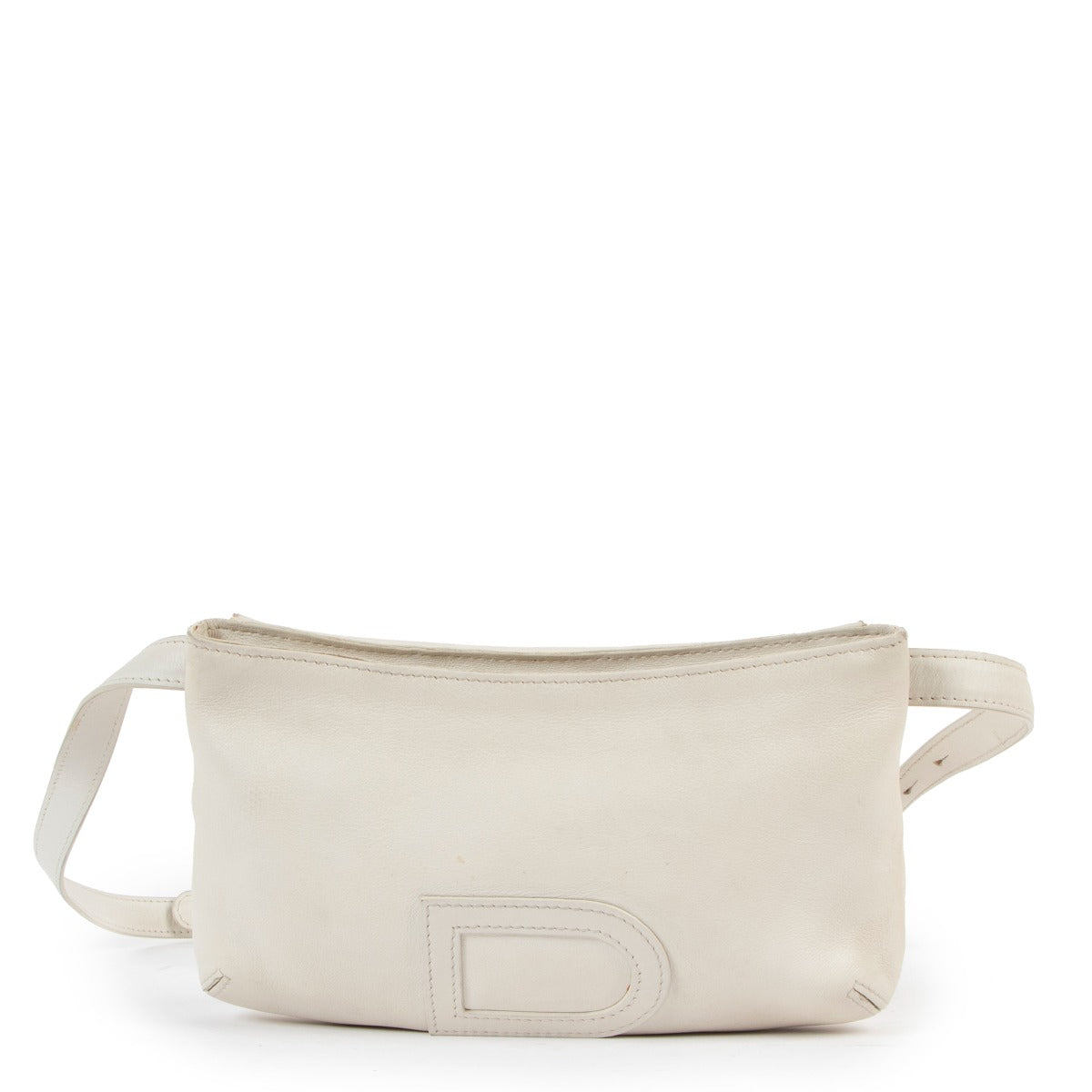 Delvaux White Allure Leather Louise Pochette Ceinture Belt Bag