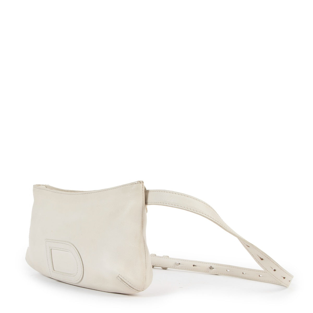 Delvaux White Allure Leather Louise Pochette Ceinture Belt Bag
