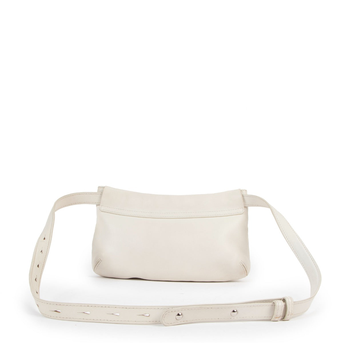 Delvaux White Allure Leather Louise Pochette Ceinture Belt Bag