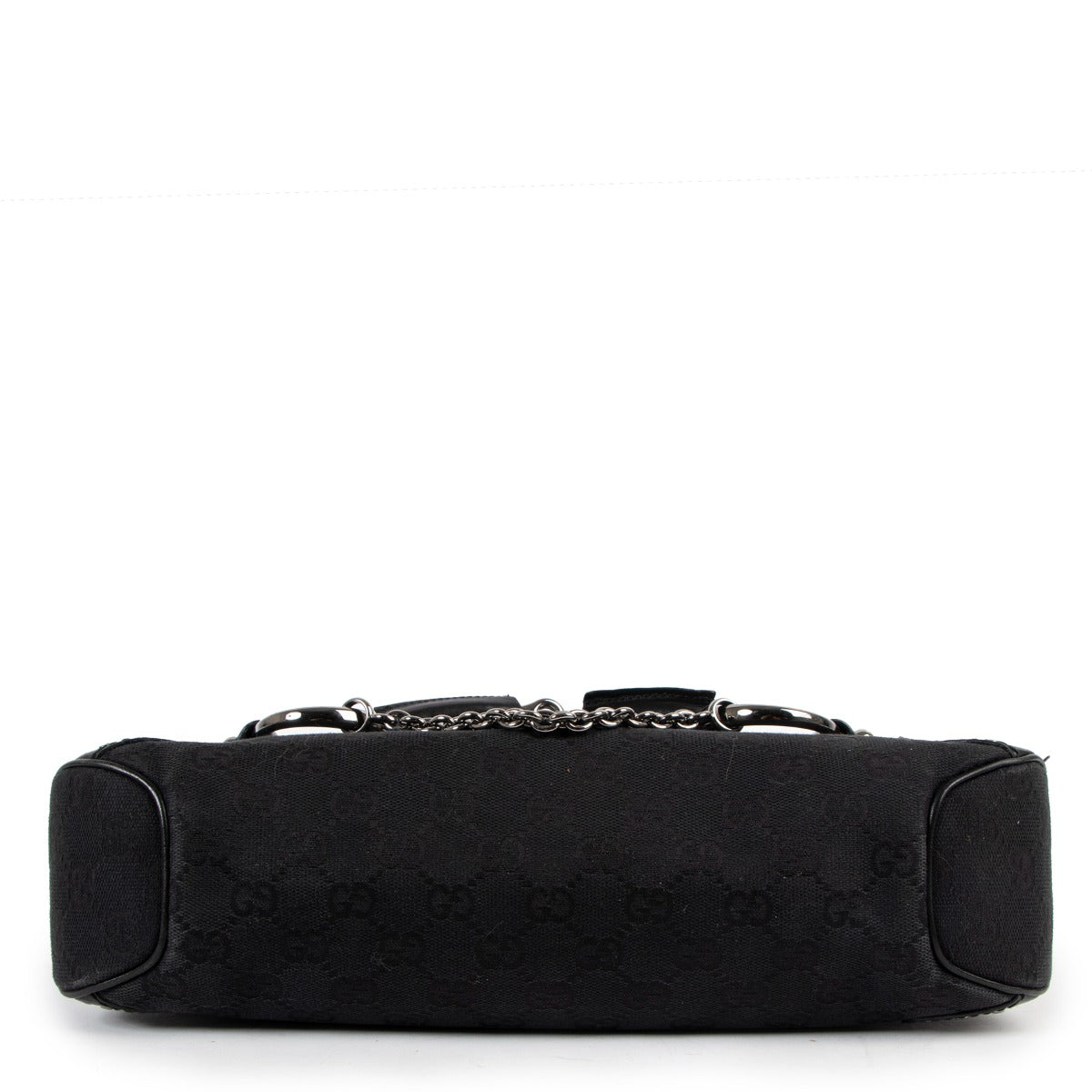 Gucci Black GG Canvas Horsebit Studded Shoulder Bag