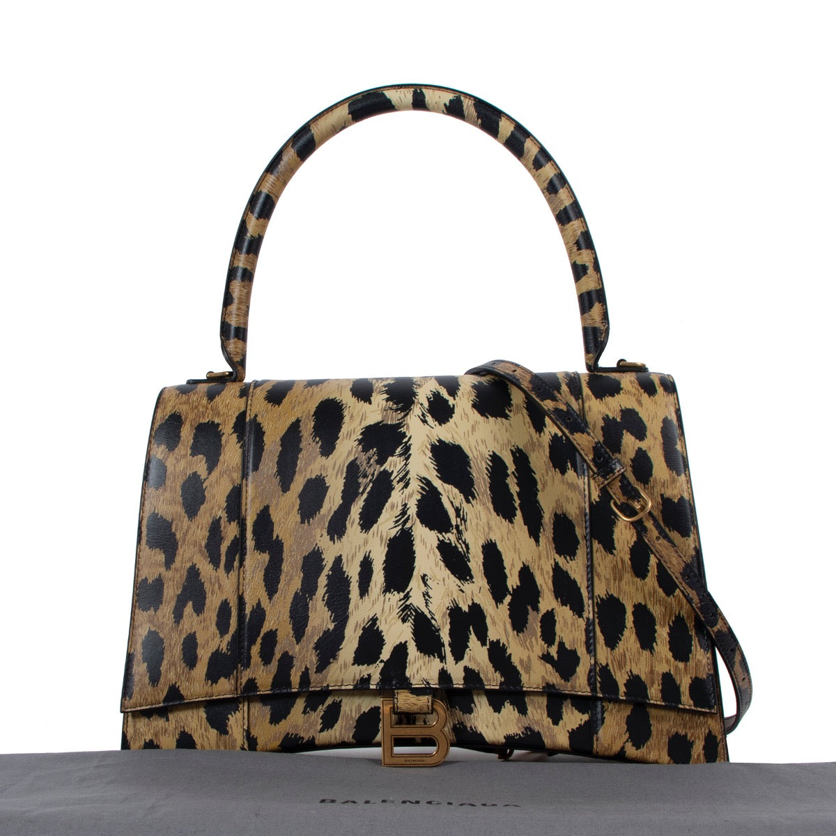 Shop safe online at Labellov in Antwerp this 100% authentic second hand Balenciaga Hourglass Medium Limited Edition Leopard Printed Bag