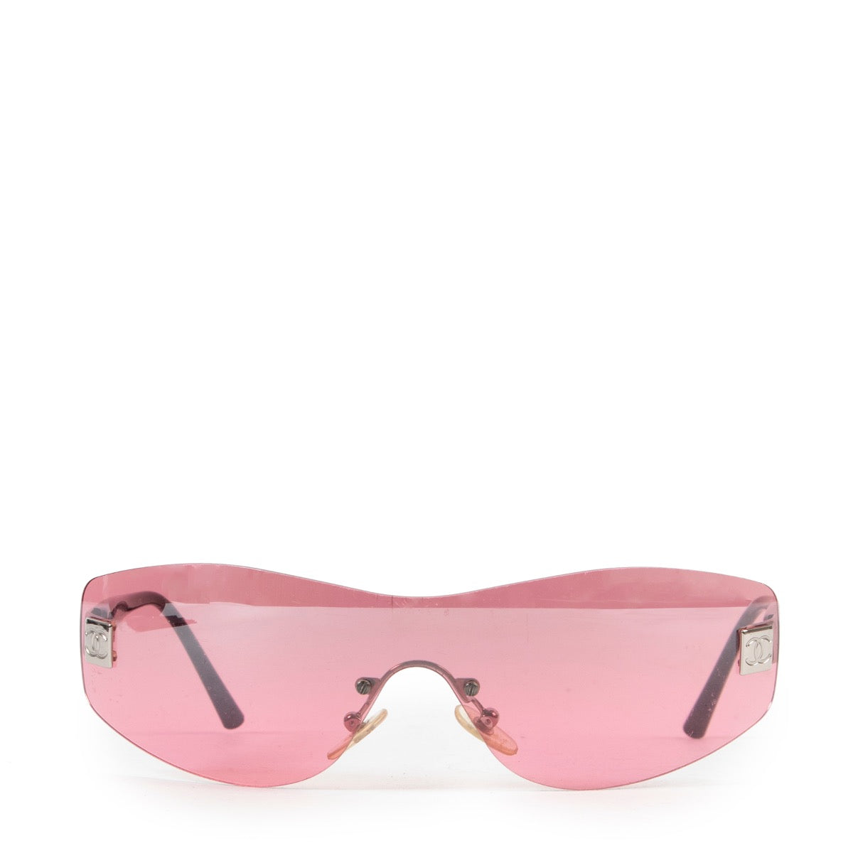 Shop safe online authentic second hand Chanel Pink Rimless Sunglasses at Labellov.com.