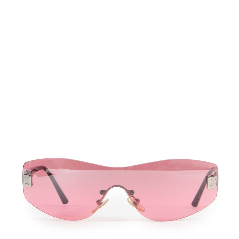 Shop safe online authentic second hand Chanel Pink Rimless Sunglasses at Labellov.com.