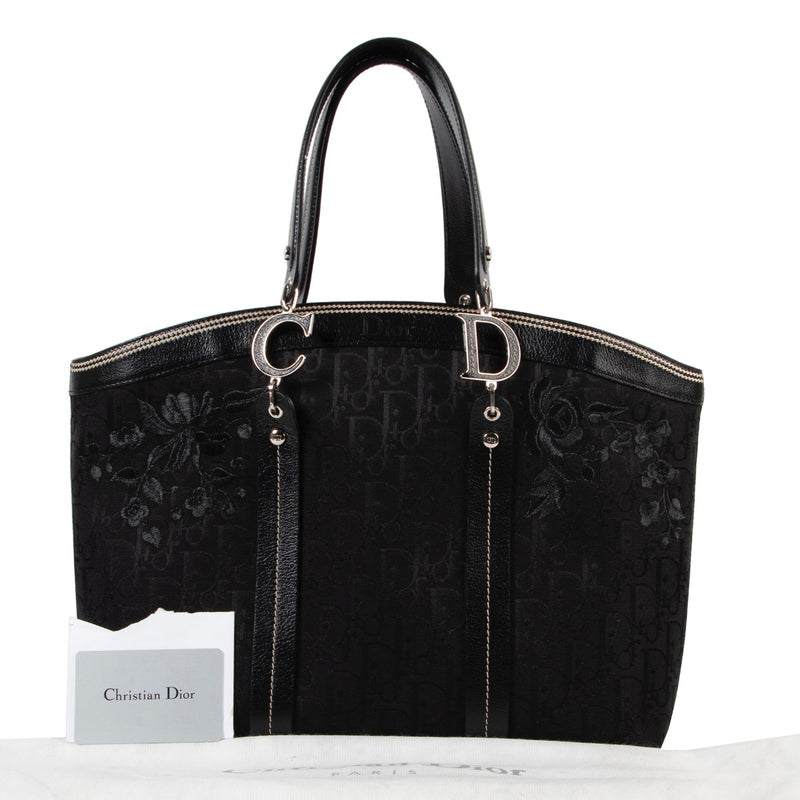 acheter en ligne seconde main Dior Black Monogram Top Handle Bag