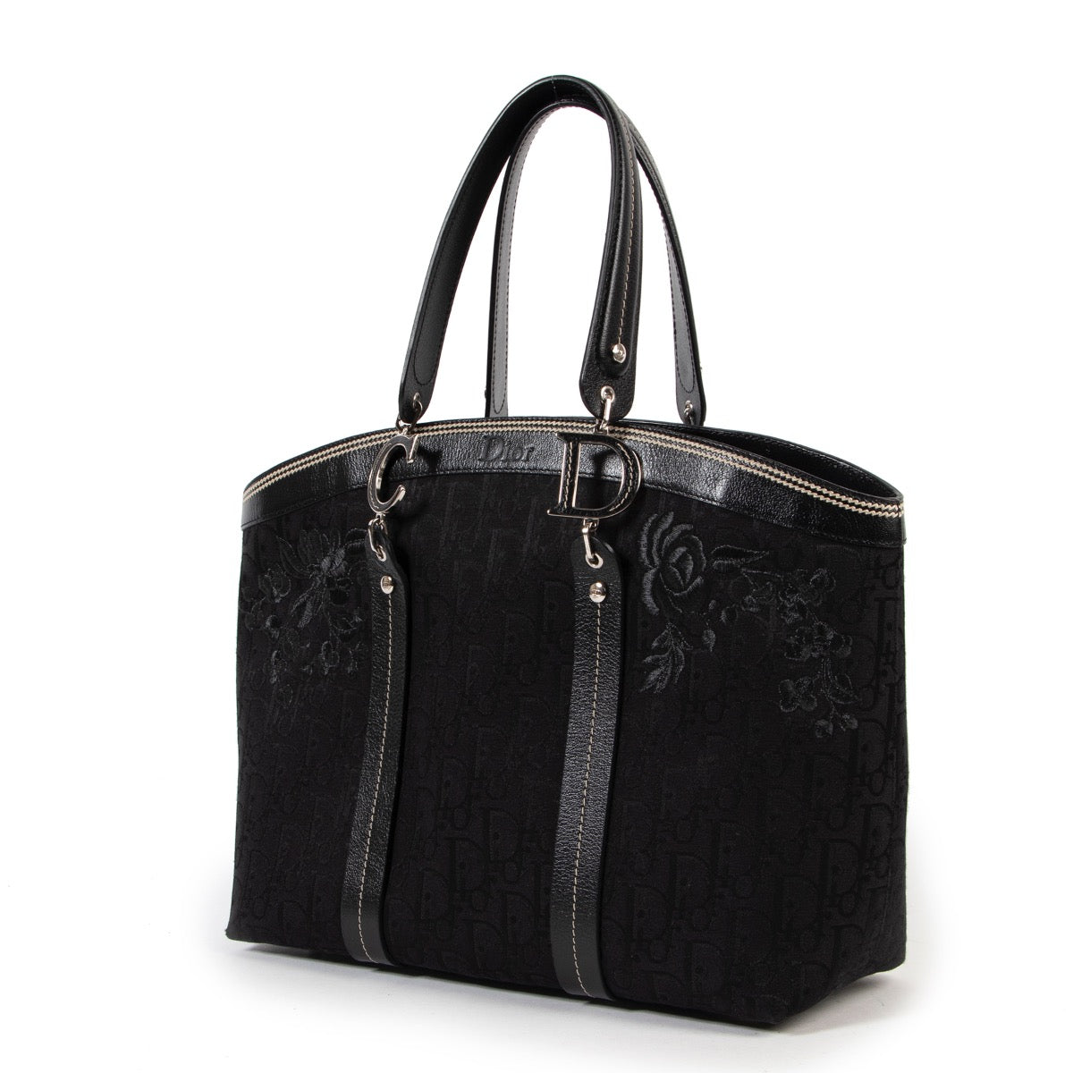 koop veilig online tegen de beste prijs Dior Black Monogram Top Handle Bag