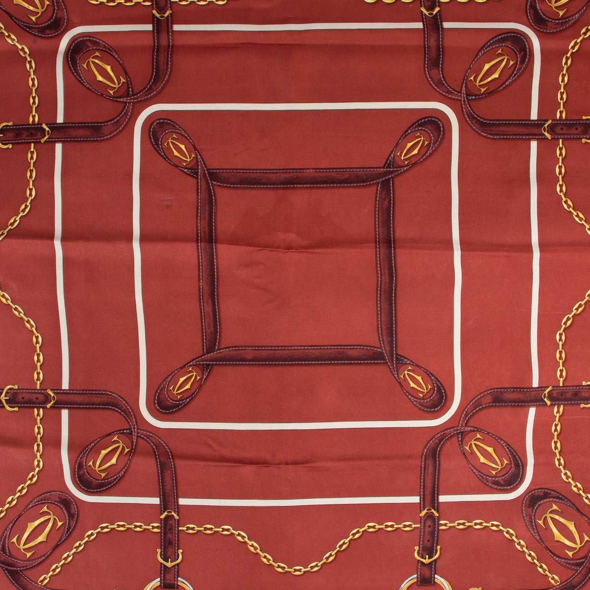 Shop safe online an 100% authentic second hand Must De Cartier Burgundy Scarf in good preloved condition at Labellov in Antwerp.