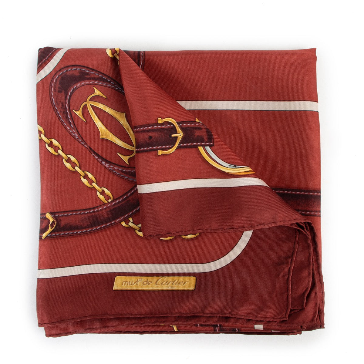 Shop safe online an 100% authentic second hand Must De Cartier Burgundy Scarf in good preloved condition at Labellov in Antwerp.