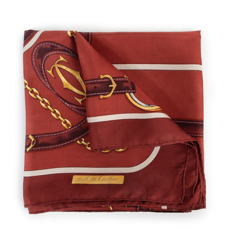 Shop safe online an 100% authentic second hand Must De Cartier Burgundy Scarf in good preloved condition at Labellov in Antwerp.