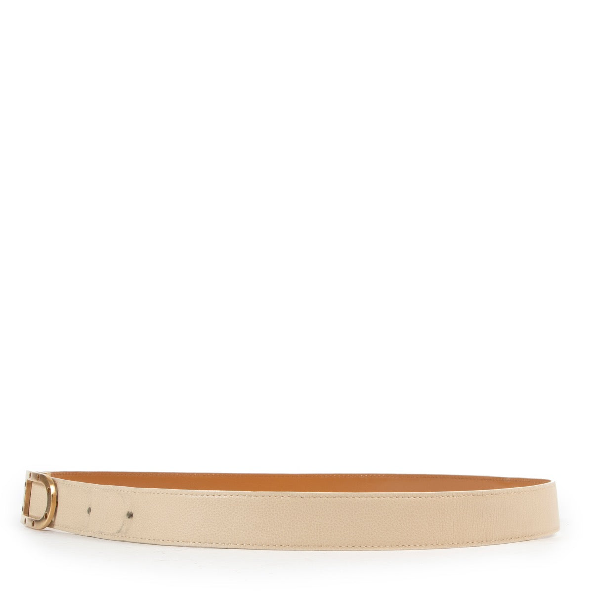 Shop safe online an authentic second hand Delvaux Beige D Belt - Size 95 in good preloved condition at the right price at Labellov Antwerp.