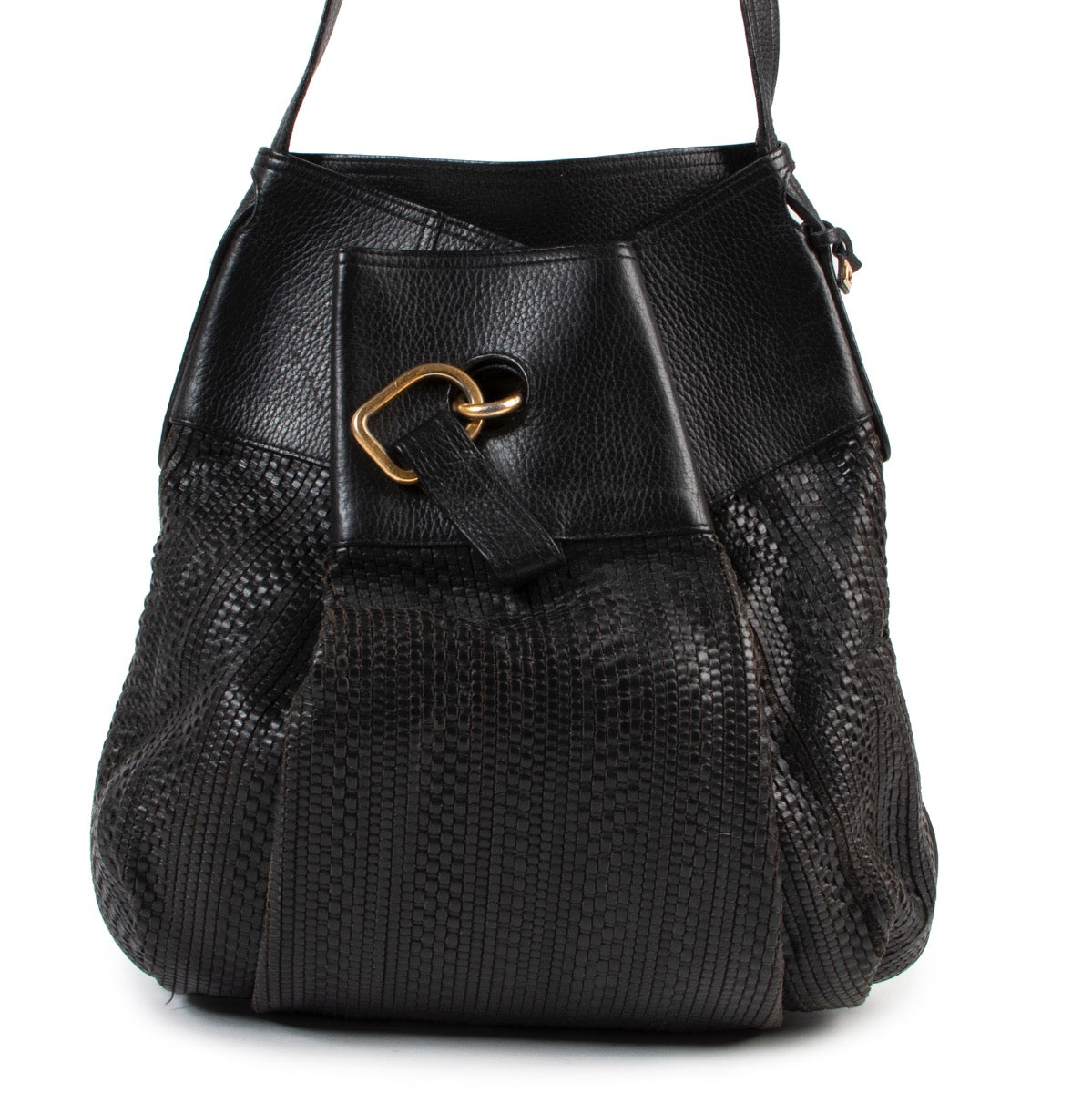 shop safe online Delvaux Black Leather Faust Crossbody Bag