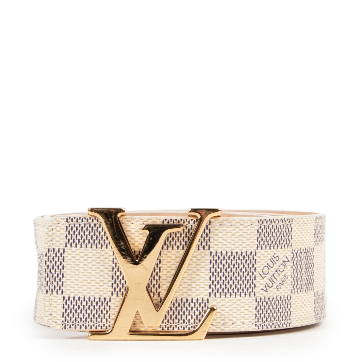 Shop safe online 100% authentic second hand Louis Vuitton Damier Azur Canvas Belt - Size 95 in very good preloved condition at the right price at Labellov in Antwerp.