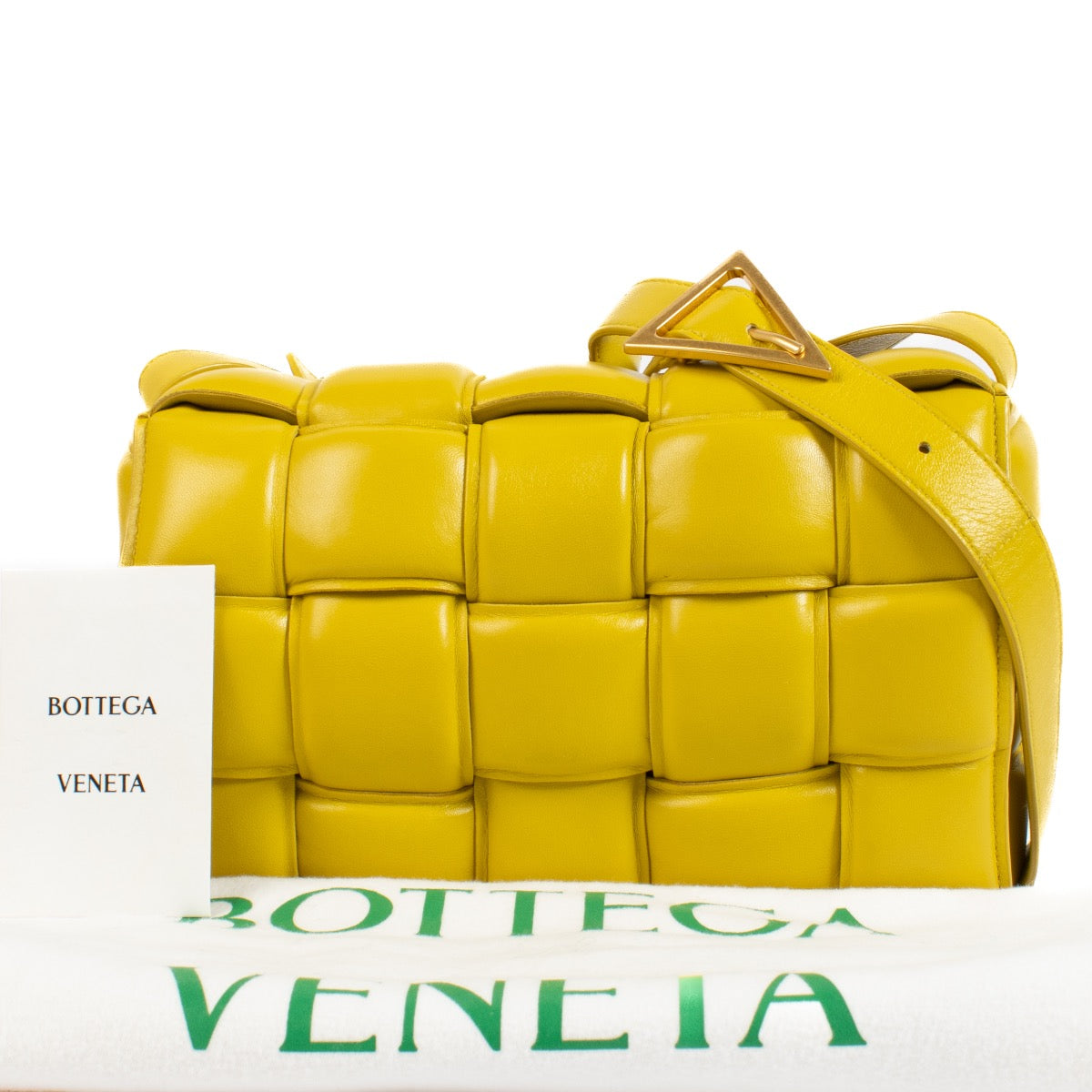 shop 100% authentic second hand Bottega Veneta Yellow Padded Cassette Crossbody Bag on Labellov.com