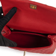 Shop safe online at Labellov in Antwerp this 100% authentic second hand Chanel Red Caviar Quilted Small Lizard Coco Handle Flap Bag
