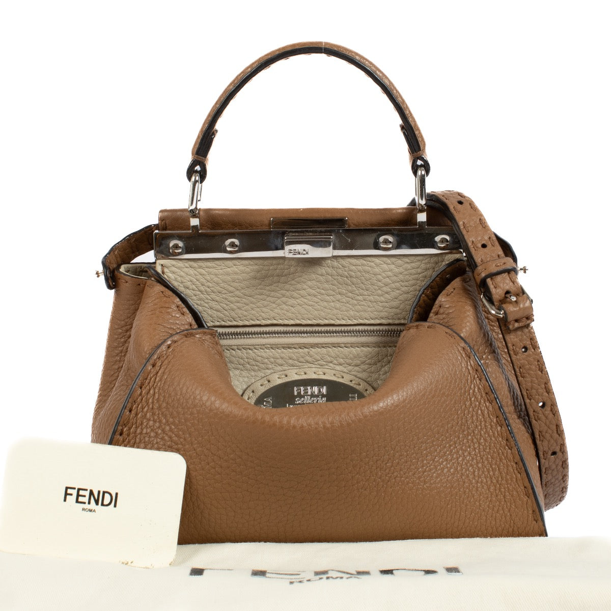 shop 100% authentic second hand Fendi Tan Leather Mini Peekaboo Bag on Labellov.com