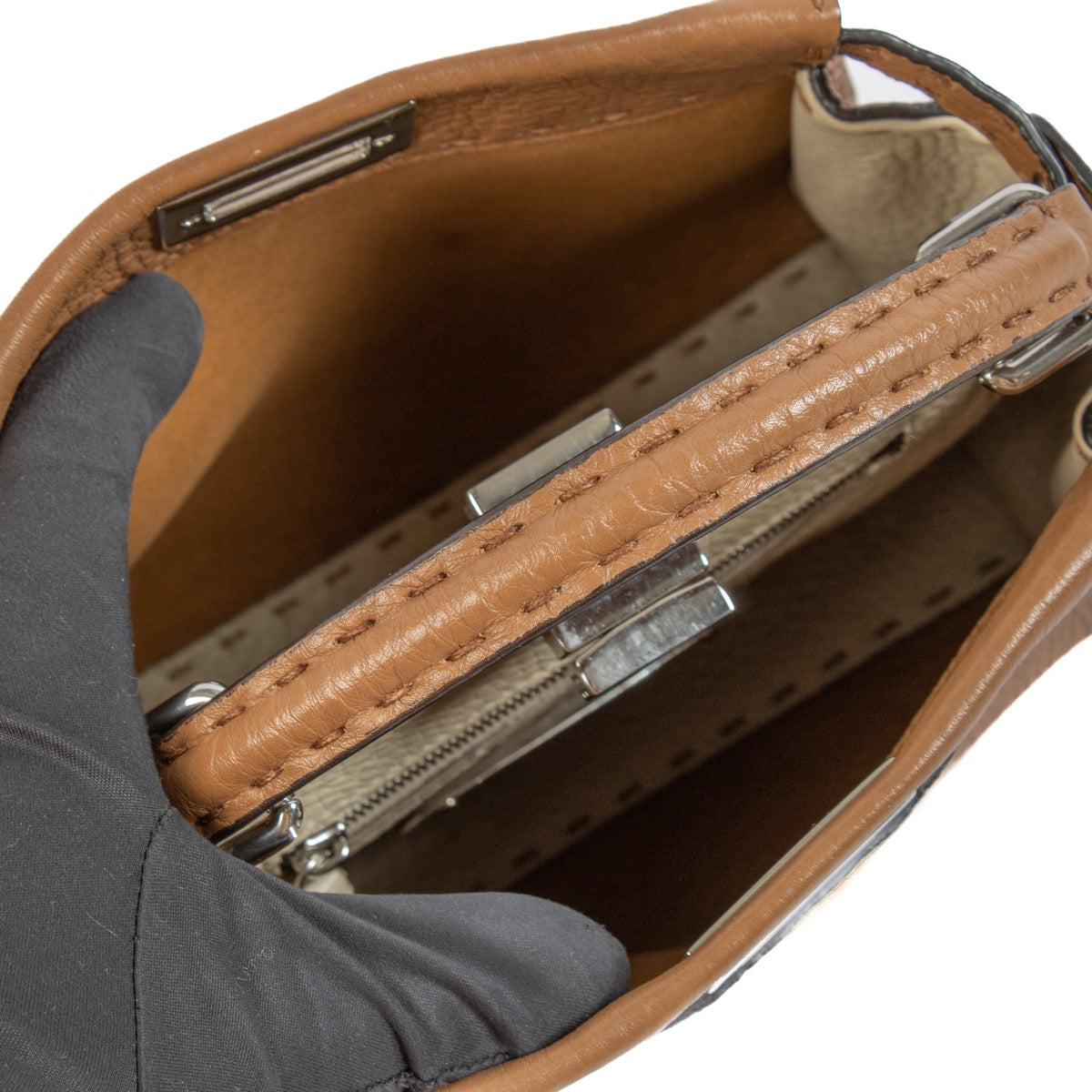 shop 100% authentic second hand Fendi Tan Leather Mini Peekaboo Bag on Labellov.com