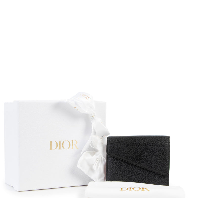 Christian Dior Diorissimo Black Leather Compact Wallet