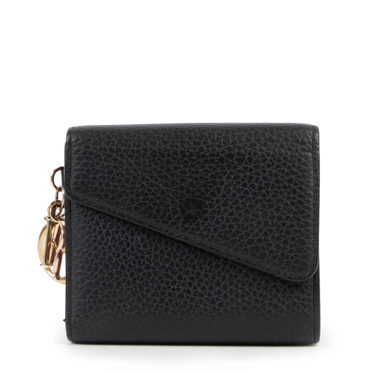 Christian Dior Diorissimo Black Leather Compact Wallet for the best price at Labellov secondhand luxury in Antwerp.