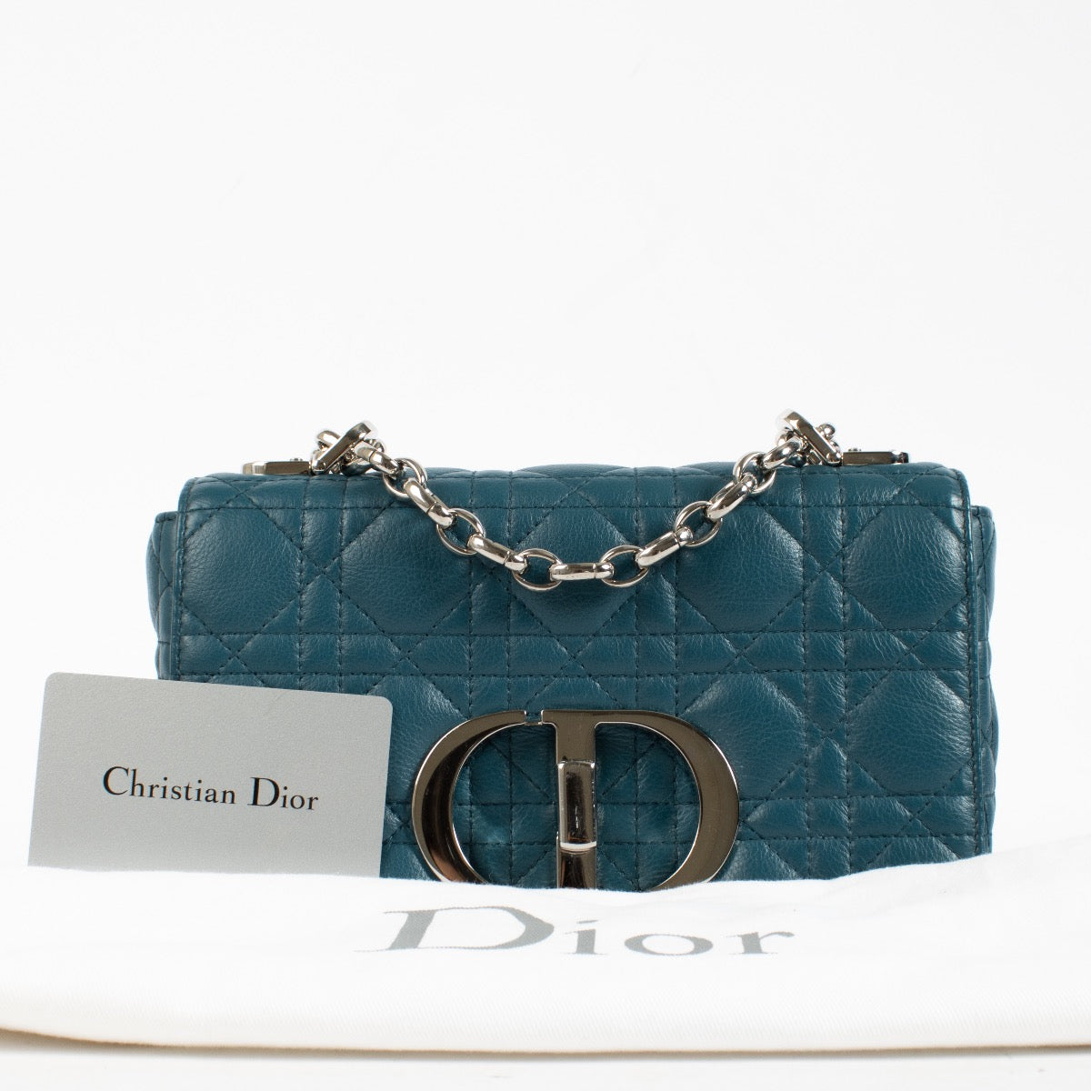 Authentic Second Hand Christian Dior Small Blue Caro Bag on Labellov.com