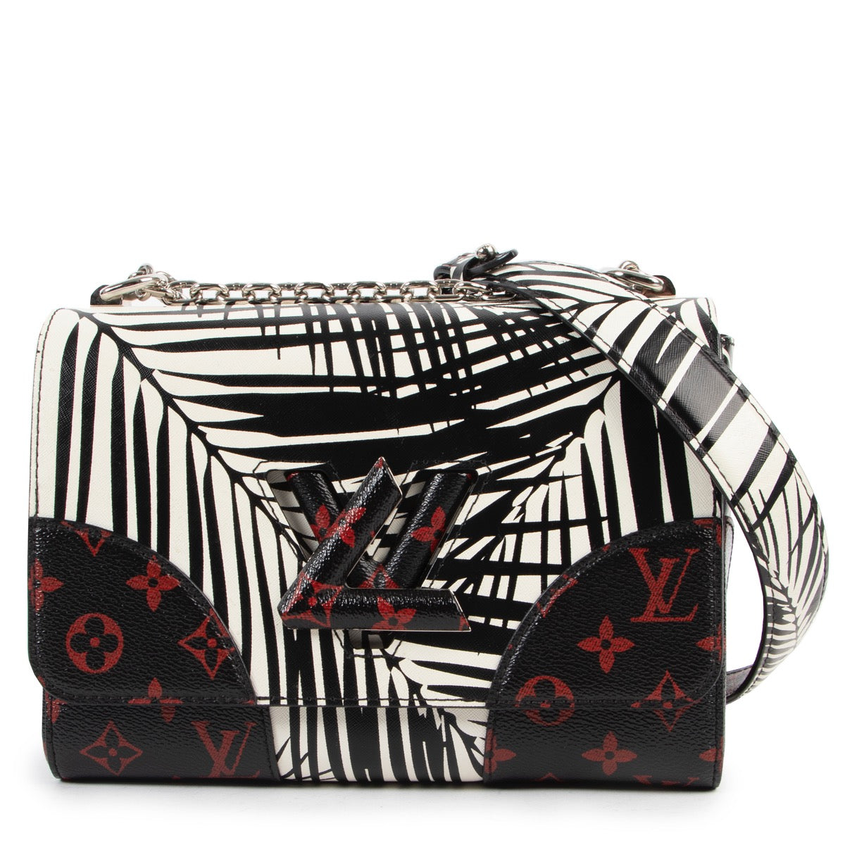 Shop safe online 100% authentic second hand Louis Vuitton Limited Edition Palm Noir Twist MM Crossbody Bag in as new condition at the right price at Labellov in Antwerp.