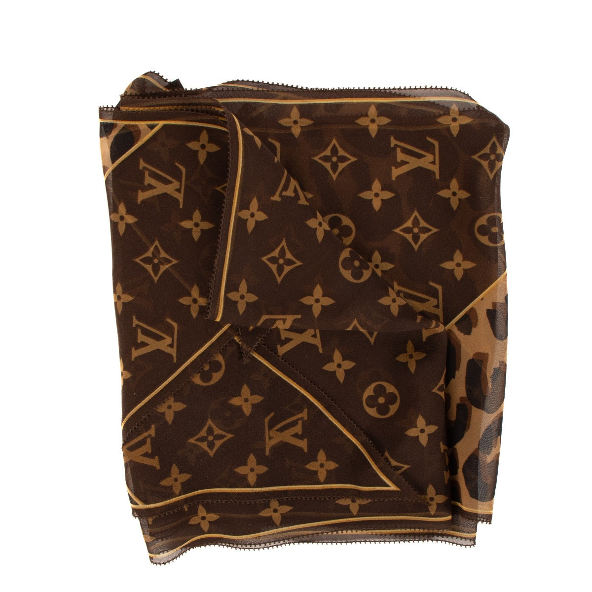 shop 100% authentic second hand Louis Vuitton Monogram Leopard Print Chiffon Scarf on Labellov.com