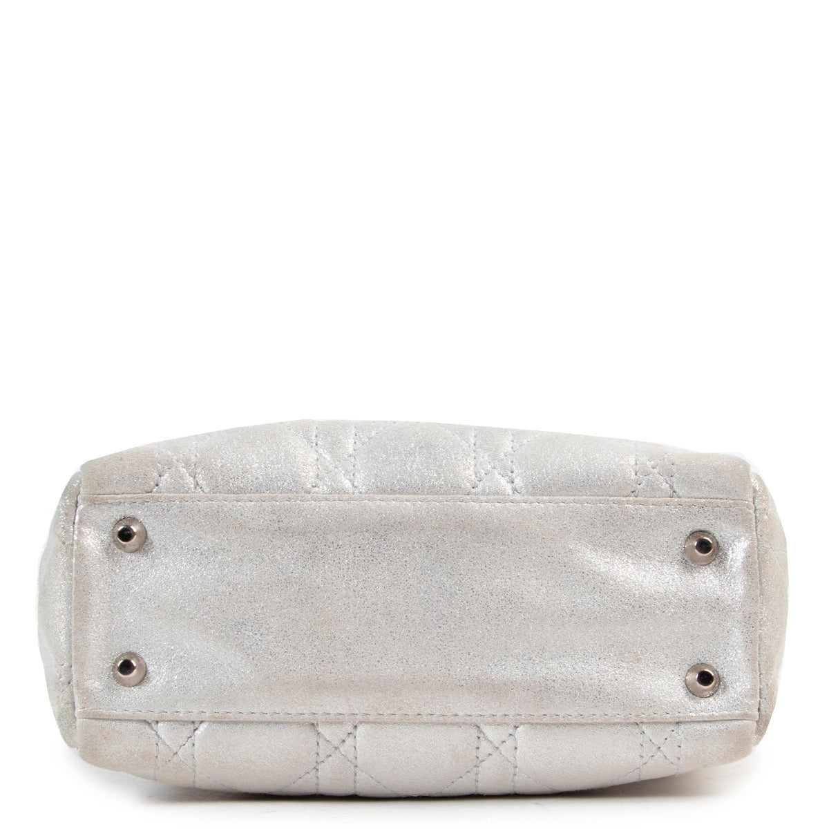 Shop safe online authentic second hand Christian Dior Mini Metallic Silver Lady Dior Bag in good preloved condition at the right price at Labellov.com.