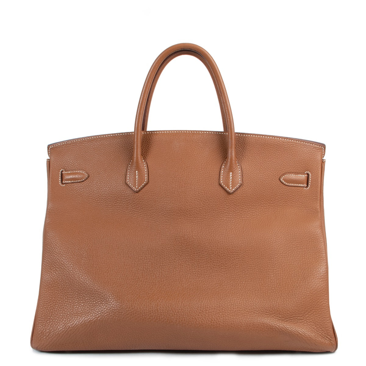 Shop safe online authentic Hermès Birkin 40 Togo Gold PHW in very good condition, at the right price at Labellov.com.