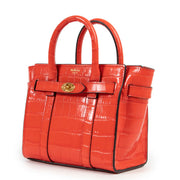Mulberry Micro Zipped Bayswater Hibiscus Red Shiny Croc Crossbody Bag