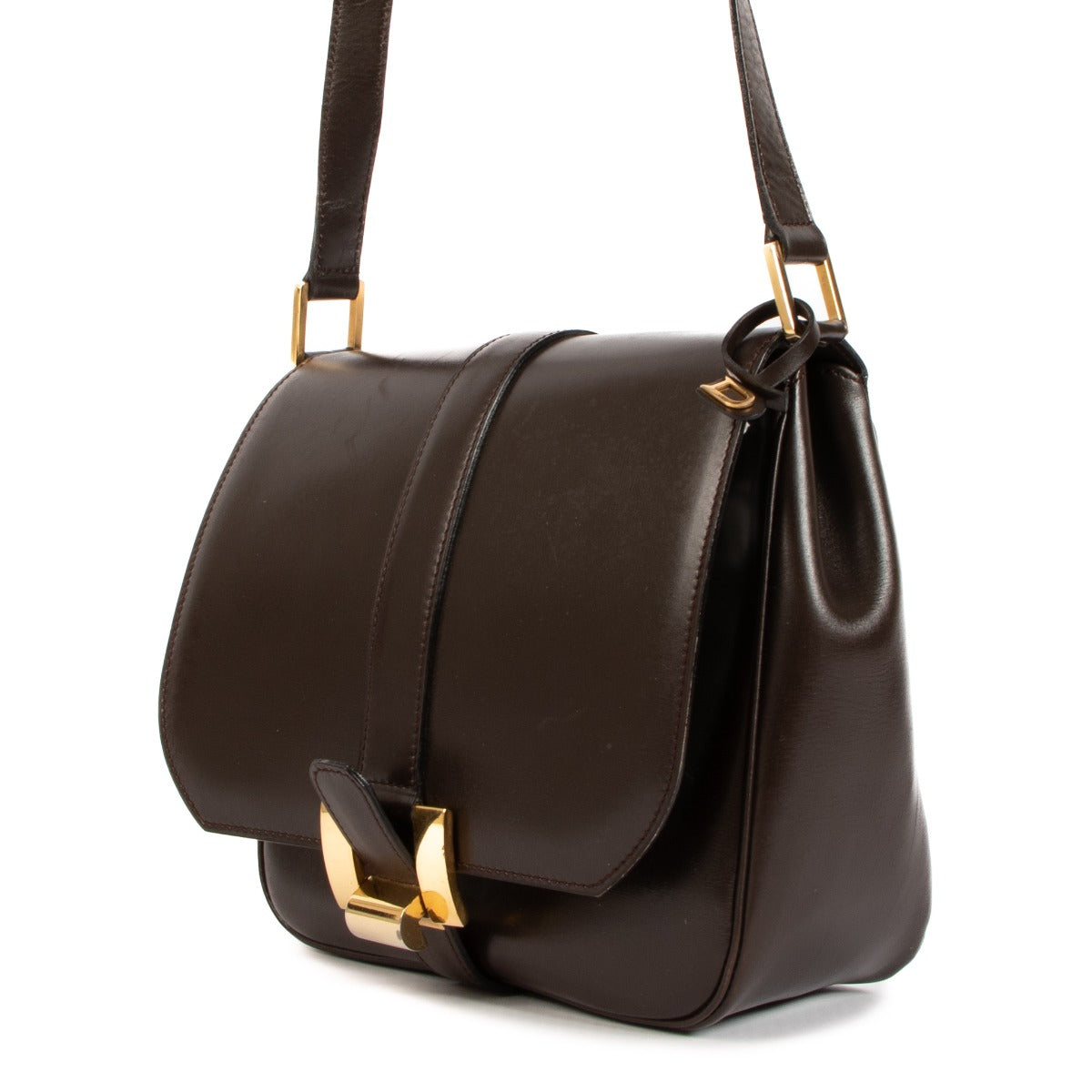 Buy an authentic Delvaux Vintage Brown Box Calf Crossbody on LabelLov.com