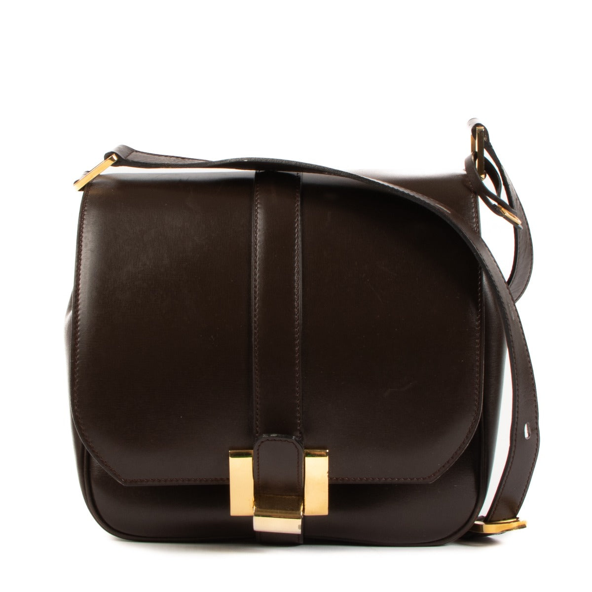 Buy an authentic Delvaux Vintage Brown Box Calf Crossbody on LabelLov.com
