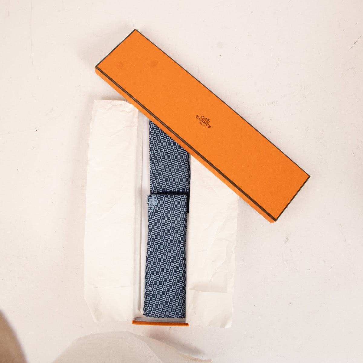 Hermès Blauwe H Print Sjaal Strik