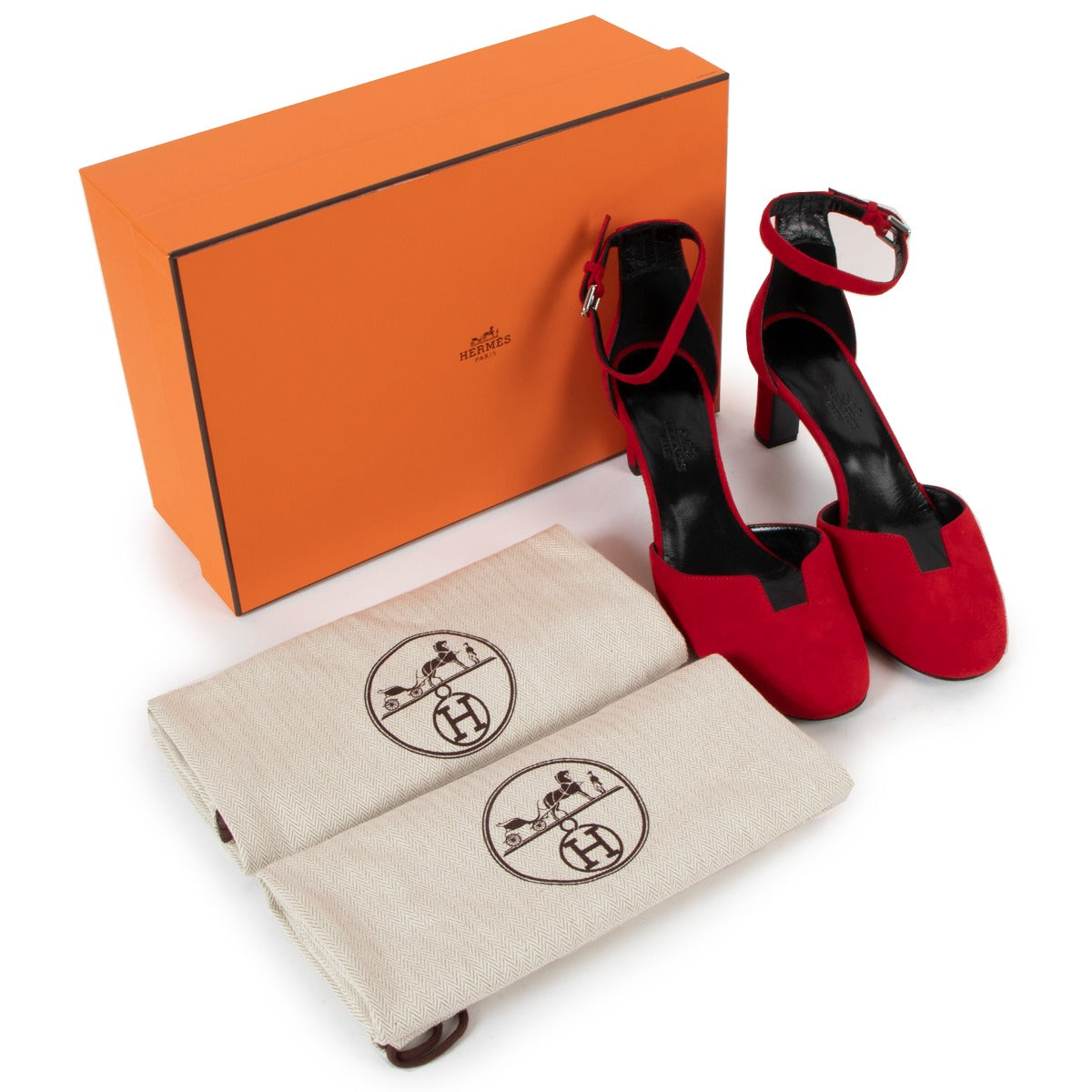 Hermès Red Suede Premiere Pumps