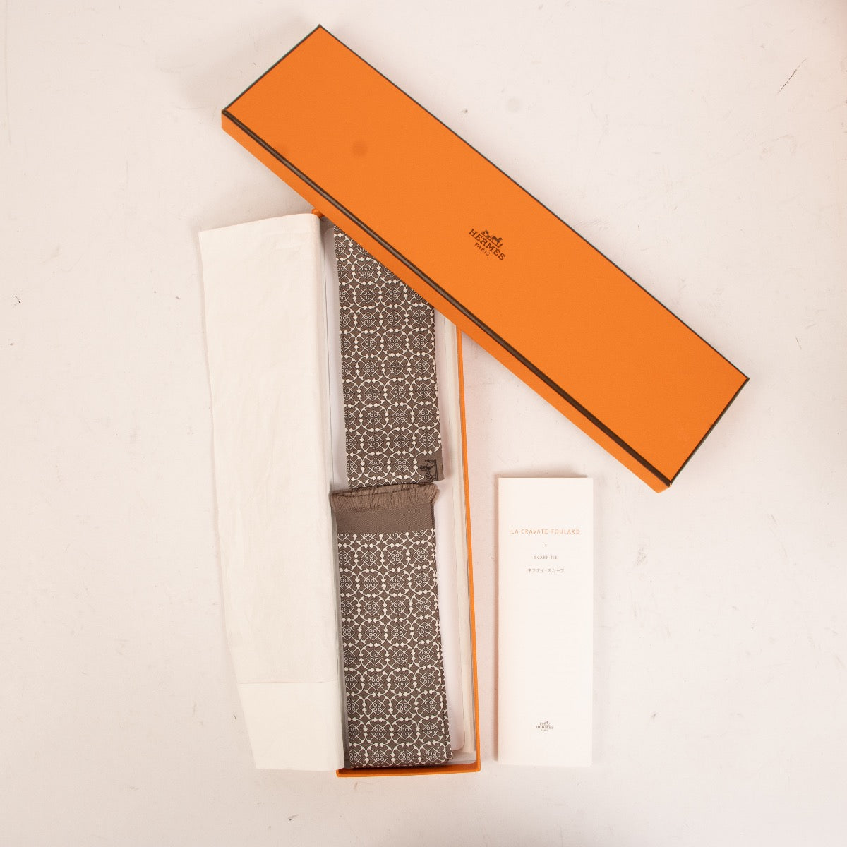 Hermès Brown/Grey Scarf Tie