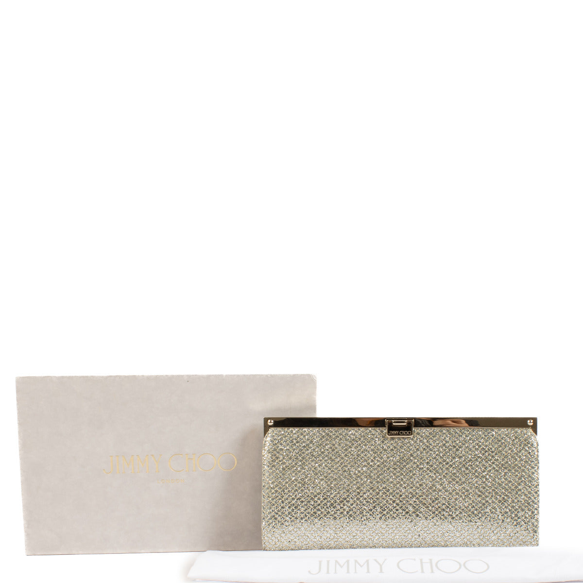 Jimmy Choo Gold Glitter Camille Clutch