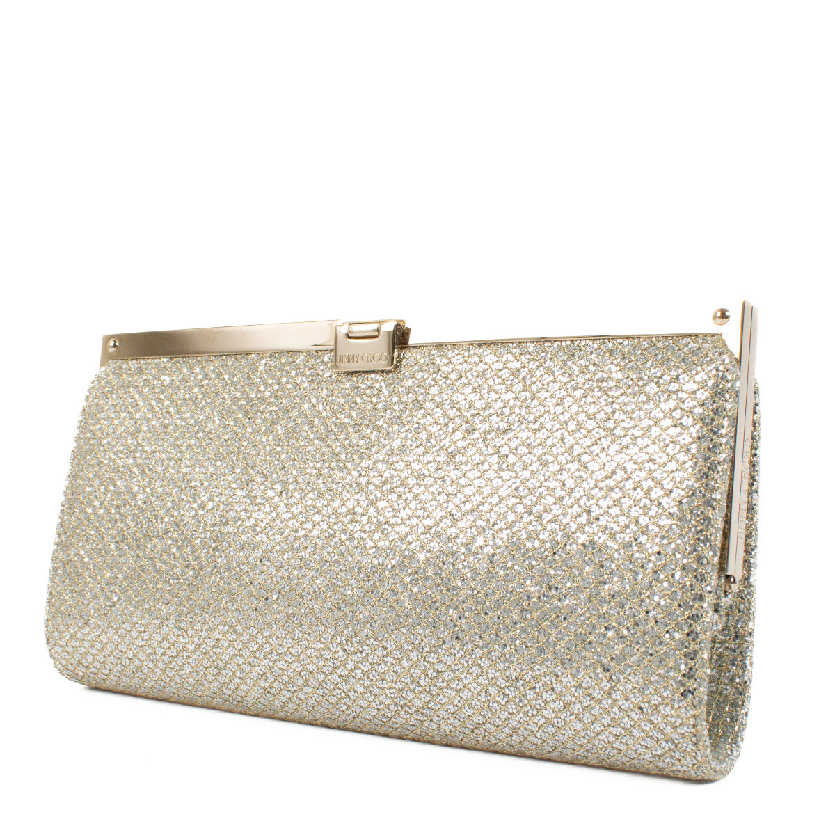 Jimmy Choo Gold Glitter Camille Clutch