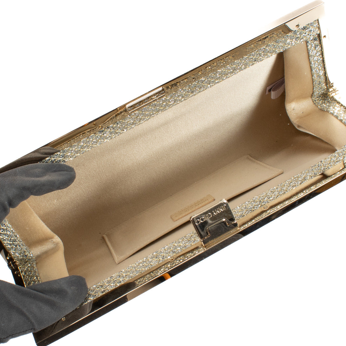 Jimmy Choo Gold Glitter Camille Clutch
