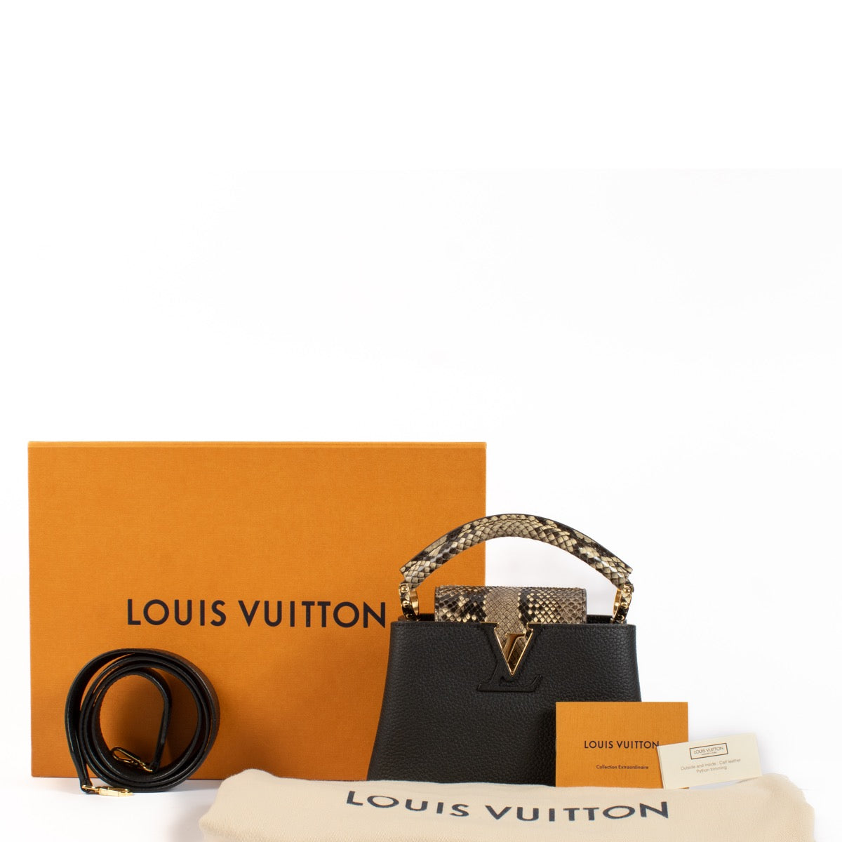 shop 100% authentic second hand Louis Vuitton Black Taurillon/Python Capucines Mini on Labellov.com