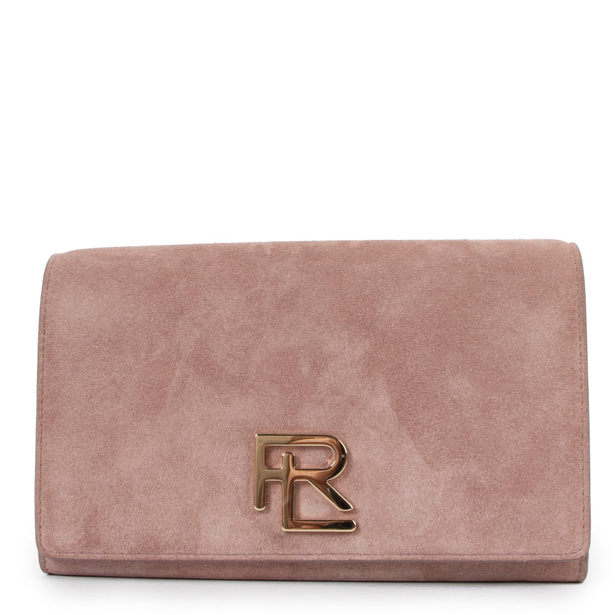 Ralph Lauren Pink Suede RL Clutch Chain Bag