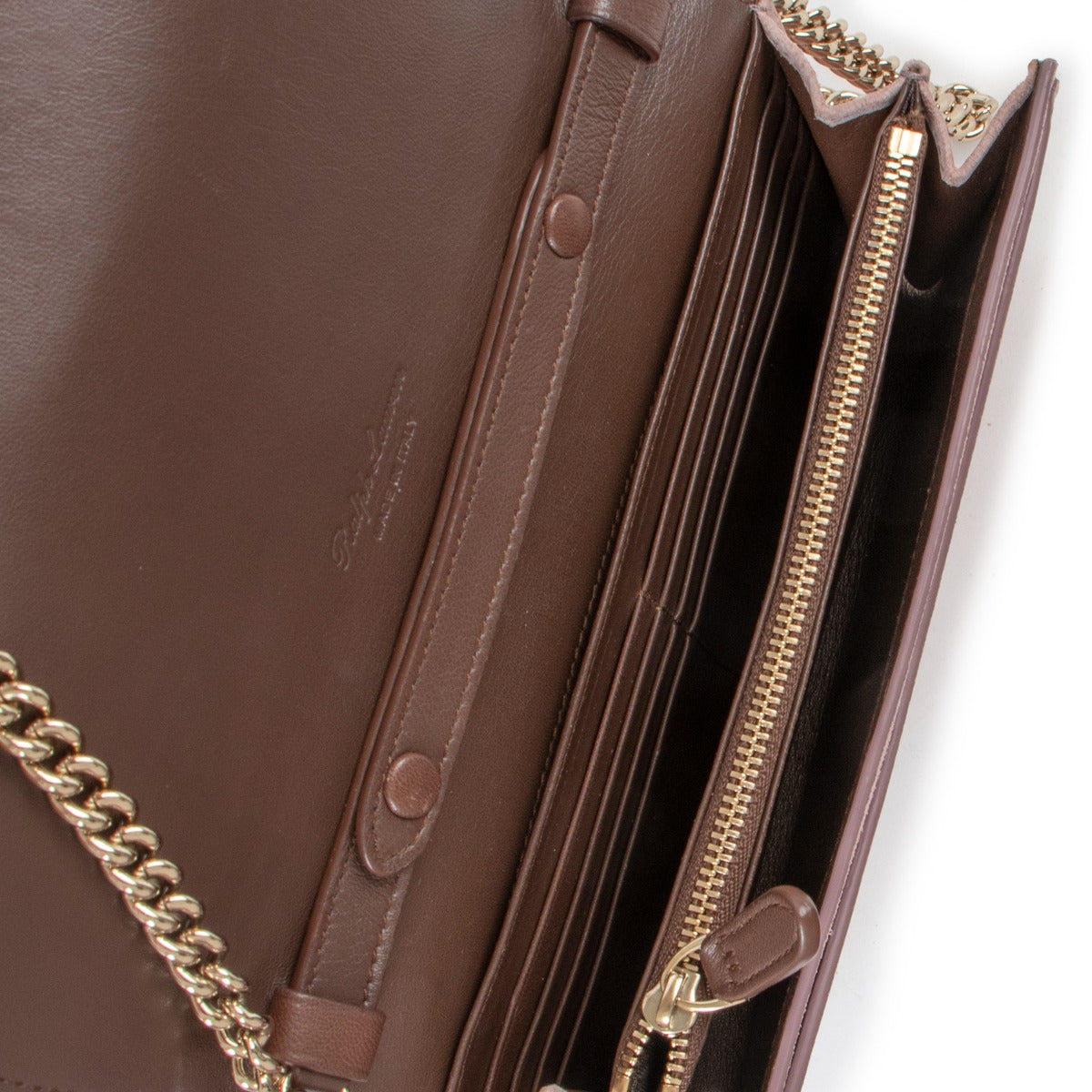Ralph Lauren Pink Suede RL Clutch Chain Bag